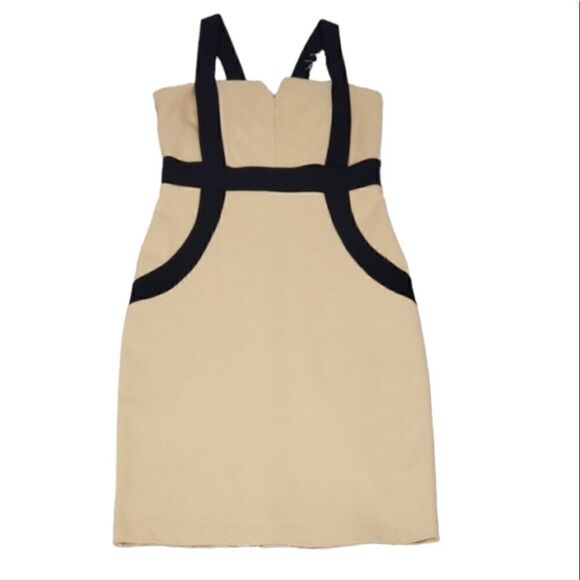 MYSTIC Women's Midi Dress Beige Size Large Beige Black - Picture 1 of 6
